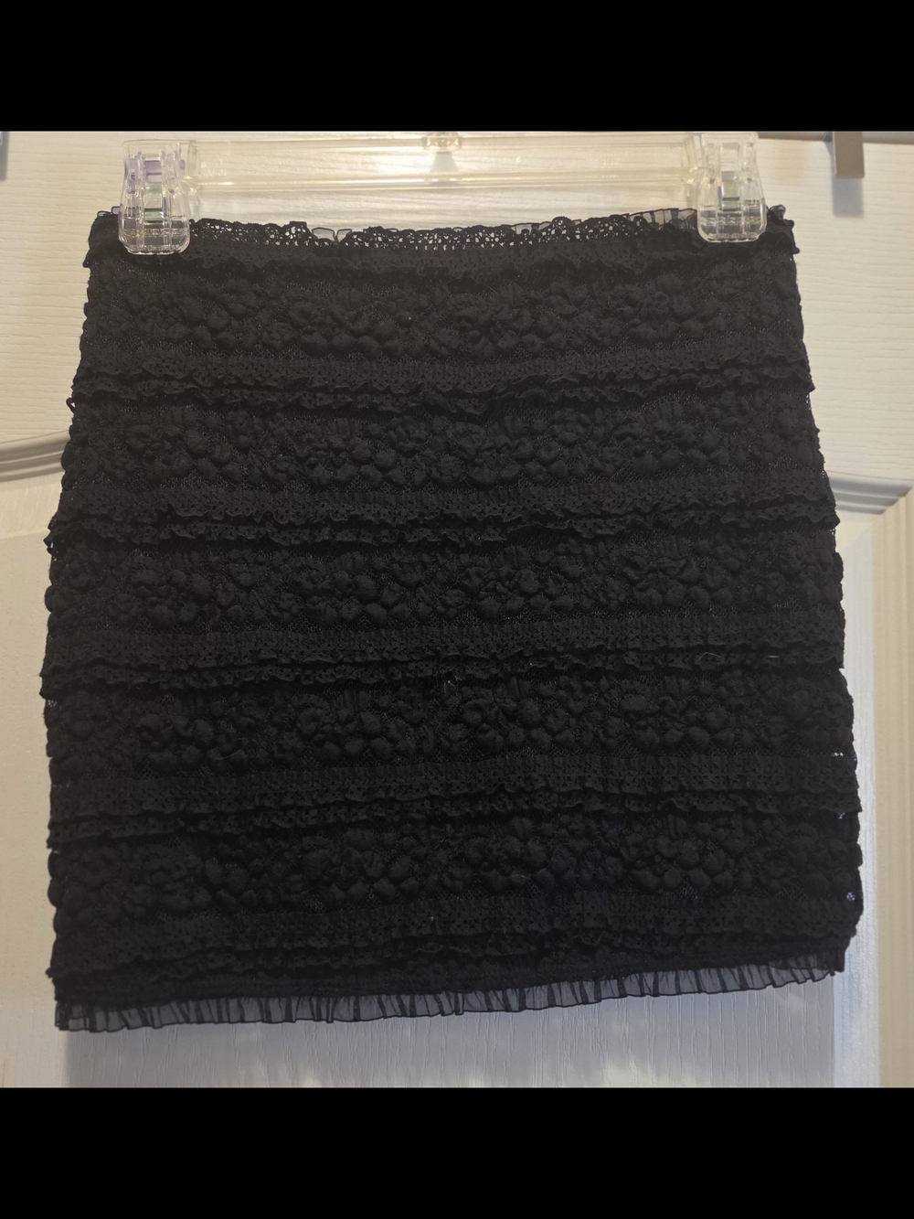 Guess Black Lace Tiered Mini Skirt